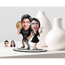 Kişiye Özel Sevgili Karikatürlü Ahşap Biblo Model-18