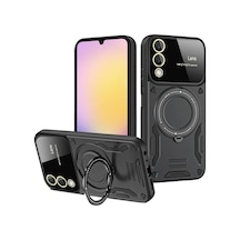 Samsung Galaxy Uyumlu , S25 Edge Kılıf Joy Lens Standlı Kapak - Siyah