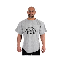 Full Power Gym Oversize Ragtop Spor Tişört Beyaz Çizgili