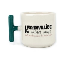 Kayınvalide İkinci Anne Baskılı Yeşil Kulplu T Kupa
