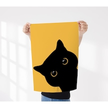 Çerçevesiz Poster Kara Kedi, Dijital Baskı Kağıt Poster Kara Kedi, Ofis, Salon Dekorasyon