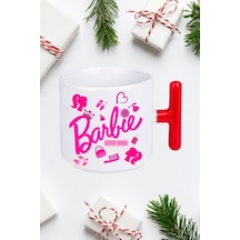 Enter Mode Barbie Baskılı Kırmızı T Saplı Kupa Bardak Porselen Çay Kahve Fincanı