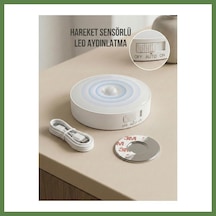 Bezos Hareket Sensörlü Yuvarlak Led Aydınlatma & Usb Şarjlı Pratik Gece Lambası 8 Cm Hb006 Çok Renkli