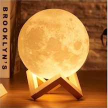 Dolunay Ay 3d Işıklı Standlı Pilli Dekoratif Gece Lambası Hediyelik Küre Led 12 Cm Çok Renkli