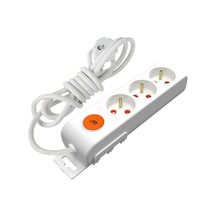 Mutlusan Ri-Tech 3'lü Ups Çocuk Korumalı Grup Priz 2 Metre Beyaz