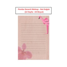 Pembe Desenli Mektup Not Kağıdı 14 Sayfa A4 Boyut