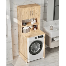 Reyo Enda Home Çamaşır Makinesi Dolabı 3 Raflı Banyo Dolabı Çam