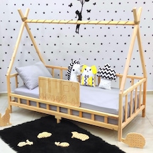 Markaawm Montessori Yatak Ahşap Karyola Çocuk Ve Bebek Beşiği Tren Akçaağaç