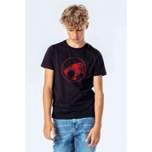 Tshirthane Thundercats Logo Baskılı Unisex Çocuk Siyah Tshirt