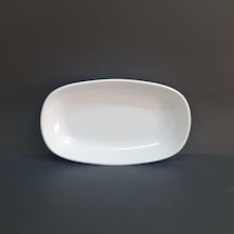 2 Adet Standart Melamin Kayık Tabak Orta Salata Tabağı 18x11 Cm - Beyaz Beyaz