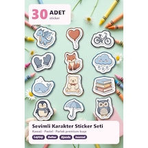 30 Adet Pastel Sevimli Karakter Sticker Seti - Ajanda Laptop Defter İçin Çok Renkli