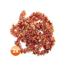 2 Adet Kırmızı Altın Renk 4 Cm Genişlik Garland Çift Renk Sim Süs 180 Cm