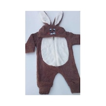 Flower Minik Tavşan Peluş/yünlü Bebek Tulum Bej - Çok Renkli