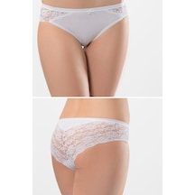 Türen Kadın Likralı Dantelli Slip (2'li Paket) Beyaz