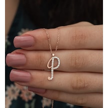 925 Ayar P Harfi Kolye Kadın Gümüş Kolye Rose Gold