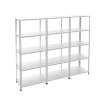 5 Katlı 3'lü Galvaniz Çelik Raf - Depo, Arşiv, Kiler, Dosya, Market Rafı 31x75x200cm Gri
