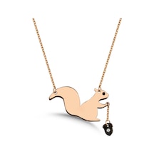 Sincap Taşlı Gümüş Kolye - Rose Rose Gold