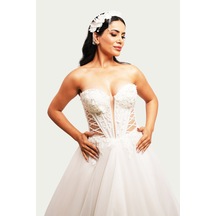 Canım Kendim Store İnci Beyazı Transparan Detaylı Helen Model Gelinlik Beyaz