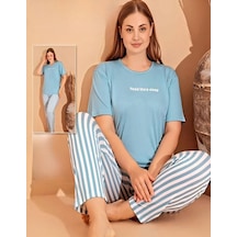 Boyraz Kadın Milan Büyük Beden Bisiklet Yaka Kısa Kol İnce Pijama Takımı 11060 - 1 Adet 001