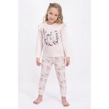 Rolypoly Kız Çocuk Ekru Bej Uzun Kol Pijama Takım Rp1939-g 21k Melanj
