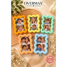 5x7 Cm Dalgalı Mini Fotoğraf Çerçevesi, Dekoratif Renkli Masaüstü Çerçeve, Sevgiliye Hediye 5'li Set - 935271356