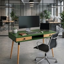 Mobenta Modest Desk: Masif Çalışma & Laptop Masası 2 Çekmece 1 Bölme - 120x60 Ye-tk Yeşil-ahşap