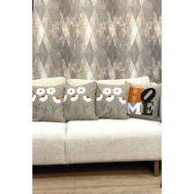 4 Lü Dekoratif Pamuklu Kırlent Kılıfı Seti 3 Papatya 1 Home Modern Boho Etnik Çift Katlı Kumaş Bej Bej