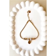 Fatma Ana Eli Sallantılı 316l Çelik Bileklik - Altın Çelik