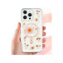 Newface Apple İphone 16 Pro Max Kılıf Daisy Simli Magsafe Kapak - Mavi