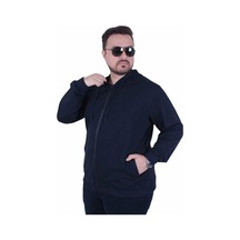 Starbattal Büyük Beden Basic Mevsimlik Fermuarlı Kapüşonlu Sweat 22751 Lacıvert Lacivert