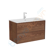 VitrA Metropole Edge Lavabo Dolabı, Çift Çekmeceli, Etajerli Lavabolu, 100 Cm, Ceviz 67156 Diğer