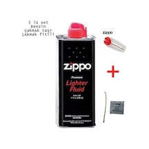 Zippo Benzin 125 Ml + Zippo Çakmak Taşı + Zippo Fitil 3'Lü Set