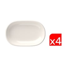 Tabak Evi Porselen Magnus Oval Kayık Tabak 13,50x8,50x2,50cm 4 Lü Krem