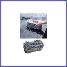 Bezos Çift Taraflı Mikrofiber Şönil Tüylü Araba Oto Yıkama Kurulama Temizlik Süngeri 23x12x6cm Gri Nıda