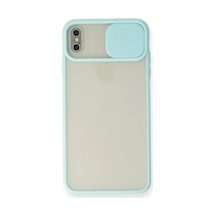 Apple  Uyumlu - iPhone X Kılıf Palm Buzlu Kamera Sürgülü Silikon - Turkuaz Çok Renkli