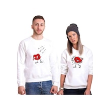 Tshirthane Ok Hedef Sevgili Kombinleri Unisex Sweatshirt (528219184) Kırık Beyaz