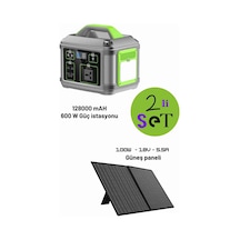 128.000 Mah 600 Watt Güç İstasyonu Ve 100 Watt 18 Volt 5.5 Amper Güneş Paneli Tam Uyumlu İkili Set