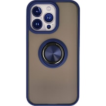 Apple İphone 15 Pro Kılıf Montreal Yüzüklü Silikon Kapak - Lacivert