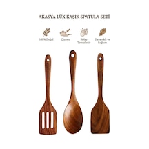 Kamptek Akasya Ahşap 3'lü Mutfak Seti Spatula Ve Kaşık Takımı