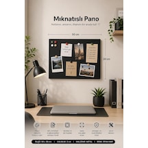 Siyah Mıknatıs Hediyeli Metal 50x30 Cm Magnet Panosu - Not Tutucu, Fotoğraf Askısı Ve Dekoratif Pano