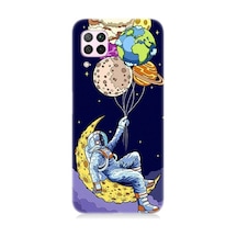 Huawei P40 Lite Uyumlu Astranot Ve Gezegen Balonlar Desenli Silikon Kılıf