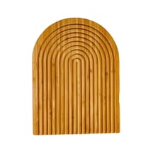 Bambu Oval Çizgili Sunum Ve Kesme Tahtası Estetik Dayanıklı Ve Çok Amaçlı Mutfak Sunum Seti 32x24 Cm Çok Renkli
