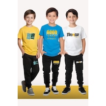 Fyk Kids Erkek Çocuk 3'lü Set Think Yazı Baskılı Yazlık Alt-üst Takım Çok Renkli