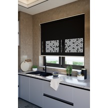 Perdea Lazer Kesim Mat Stor Perde, Lazer Kesimli Klasik Serisi, C-101008 Siyah Renk