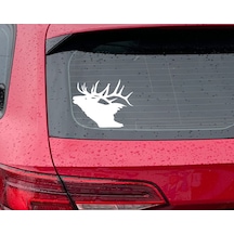 Bk Home Geyik Kafası Tasarımlı Beyaz Araç Sticker-1