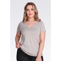 Tolga Saraçoğlu V Yaka Kısa Kol T-shirt 26yts10839 Gri