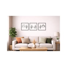 Arliadesign Ahşap 3 Lü Kare Şeklinde Kahve Ve Nabız Figürü / Siyah 3 Mm Mdf