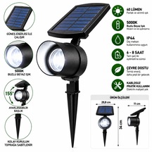 Solar Led Bahçe Spotu 40 Lümen 5000k Beyaz Işık Kazıklı Çim Ve Peyzaj Aydınlatma