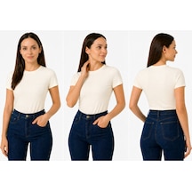 İngegno Body Bisiklet Yaka Yarım Kol Örme Kumaş Viskon Body Kadın Ekru İngegno Body Bisiklet Yaka Yarım Kol Örme Kumaş Viskon Body Kadın Ekru