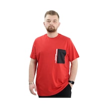 Mode Xl Büyük Beden Baskılı Bisiklet Yaka Erkek Tişört Thınkers U24043 Kırmızı Kırmızı